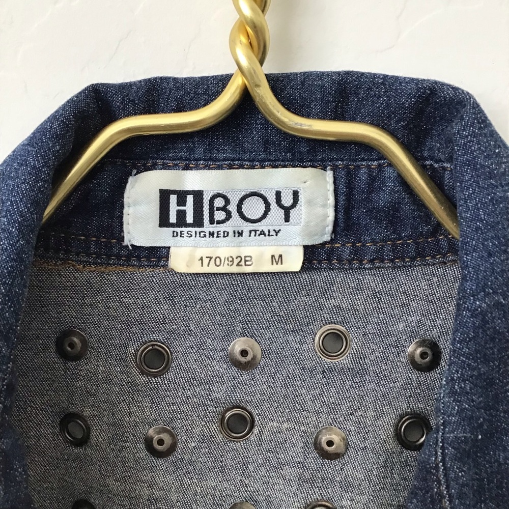Vintage HBOY dark denim lace up collared shirt with grommets size M - Picture 4 of 6